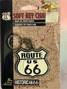 Route 66 White & Black Soft Key Chain -